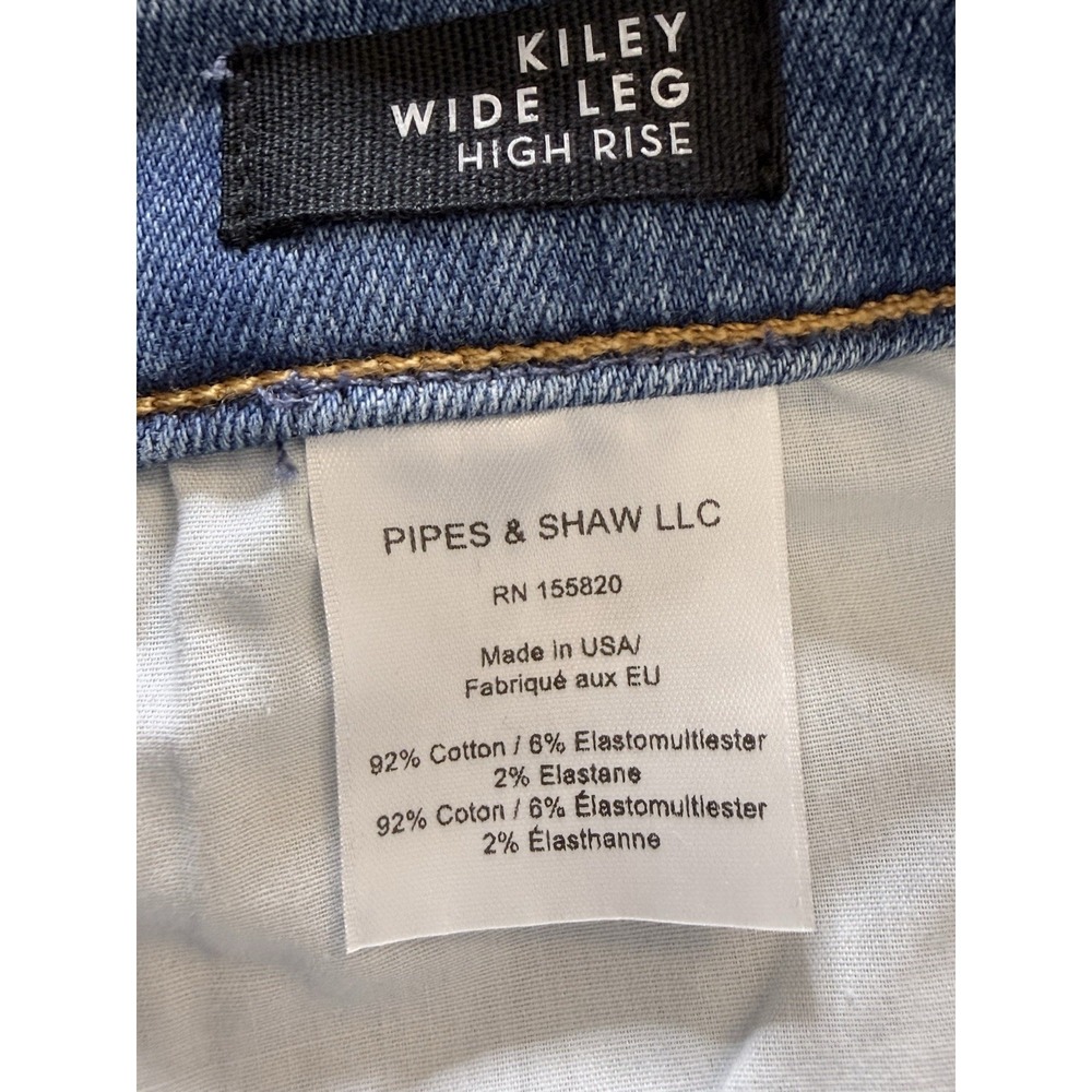Veronica Beard Kiley High Rise Wide Leg Button Fly Jeans in Two Tone Size 26x34 - Picture 13 of 13